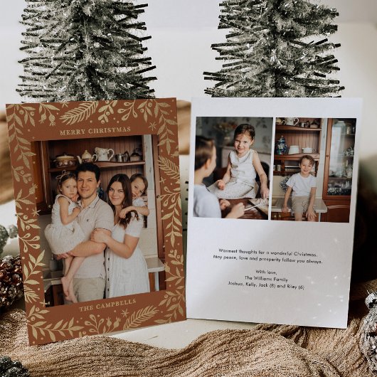 クリスマスフォークフローラフォトテラコッタ金ゴールド 箔シーズンカード