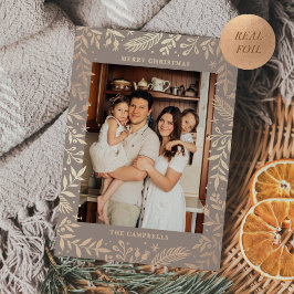 クリスマスフォークフローラフォトトープバラ金ゴールド 箔シーズンカード