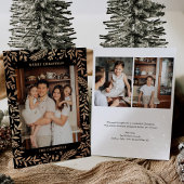 クリスマスフォークフローラフォトブラック&バラ金ゴールド 箔シーズンカード