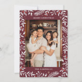 クリスマスフォークフローラフォトホリデーカード 招待状 (正面)