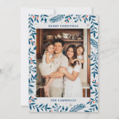 クリスマスフォークフローラフォトホリデーカード 招待状 (正面)