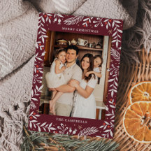 クリスマスフォークフローラフォトホリデーカード