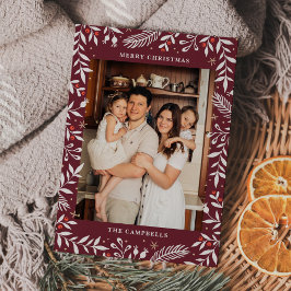 クリスマスフォークフローラフォトホリデーカード 招待状