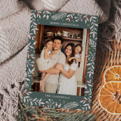 クリスマスフォークフローラフォトホリデーカード 招待状