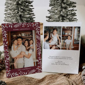 クリスマスフォークフローラフォトホリデーカード 招待状