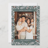 クリスマスフォークフローラフォトホリデーカード 招待状 (正面)