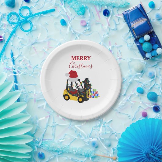 クリスマスフォークリフトトラック ペーパープレート (パーティー)