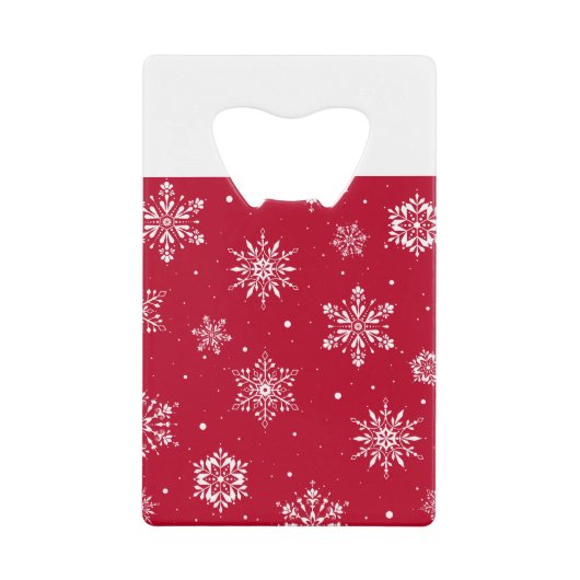 クリスマスフォーク雪片レッド クレジットカード栓抜き (正面)