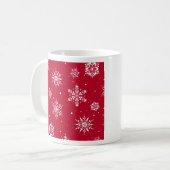 クリスマスフォーク雪片レッド コーヒーマグカップ (正面左)