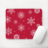 クリスマスフォーク雪片レッド マウスパッド (マウス)
