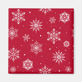 クリスマスフォーク雪片レッド マグネット