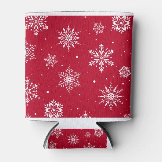 クリスマスフォーク雪片レッド 缶クーラー (正面)