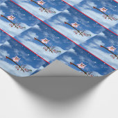 クリスマスフクロウかわいいカラフル休日デザイン ラッピングペーパー (角)