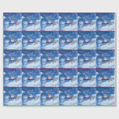 クリスマスフクロウかわいいカラフル休日デザイン ラッピングペーパー (フラット)