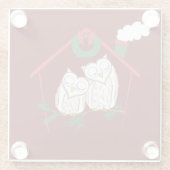 クリスマスフクロウが可愛い ガラスコースター (裏面)