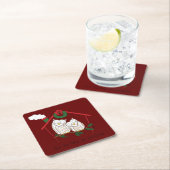 クリスマスフクロウが可愛い スクエアペーパーコースター (インサイチュ)