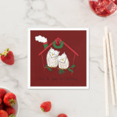 クリスマスフクロウが可愛い スタンダードカクテルナプキン (インサイチュ)