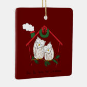 クリスマスフクロウが可愛い セラミックオーナメント (右)