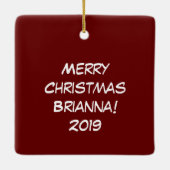 クリスマスフクロウが可愛い セラミックオーナメント (裏面)