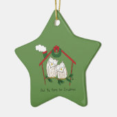 クリスマスフクロウが可愛い セラミックオーナメント (左)