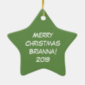 クリスマスフクロウが可愛い セラミックオーナメント (裏面)