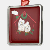 クリスマスフクロウが可愛い メタルオーナメント (左)