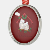 クリスマスフクロウが可愛い メタルオーナメント (左)