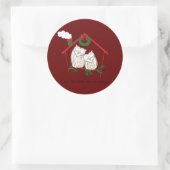 クリスマスフクロウが可愛い ラウンドシール (バッグ)