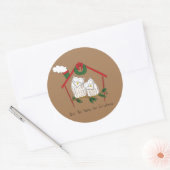 クリスマスフクロウが可愛い ラウンドシール (封筒)