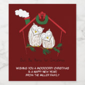 クリスマスフクロウが可愛い ワインラベル (シングルラベル)