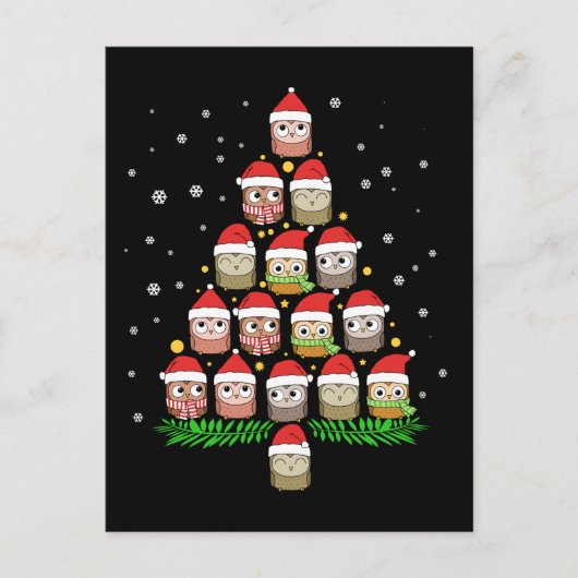 クリスマスフクロウのギフトガールズクリスマスツリーギフトフクロウ ポストカード (正面)