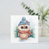 クリスマスフクロウのグリーティングカード シーズンカード (スタンド正面)