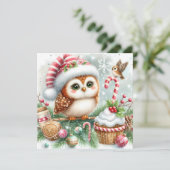 クリスマスフクロウのグリーティングカード シーズンカード (スタンド正面)