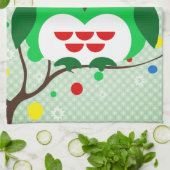 クリスマスフクロウのトレンド キッチンタオル (折り畳み)