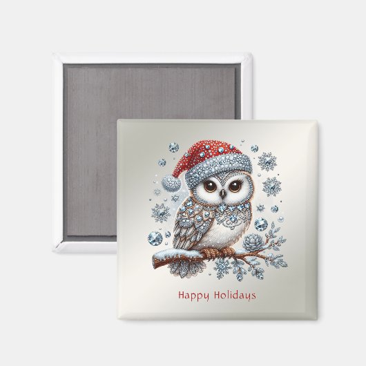 クリスマスフクロウのホリデーマグネット マグネット (正面/裏面)