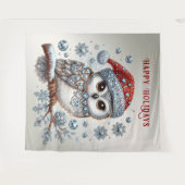 クリスマスフクロウの休日の背景 タペストリー (正面(横))