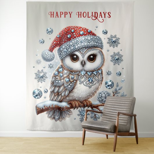 クリスマスフクロウの休日の背景 タペストリー (インサイチュ)