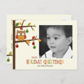 クリスマスフクロウの休日/クリスマスポストカード シーズンポストカード (正面/裏面)