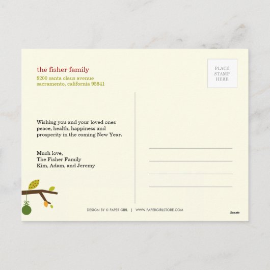 クリスマスフクロウの休日/クリスマスポストカード シーズンポストカード (裏面)