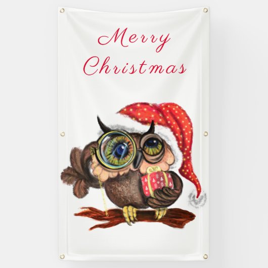 クリスマスフクロウの旗 横断幕 (縦)