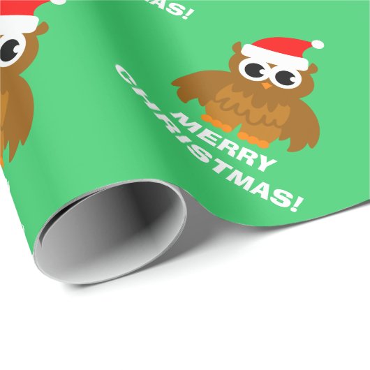 クリスマスフクロウの漫画のラッピング紙 ラッピングペーパー (ロールコーナー)
