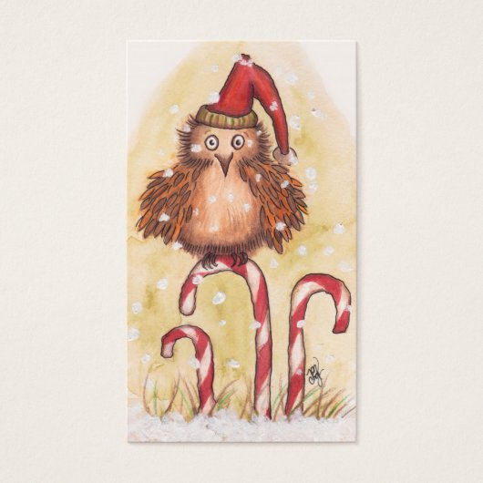 クリスマスフクロウの贈り物ラベル (正面)