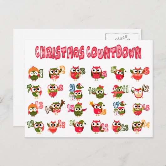 クリスマスフクロウの降臨カウントダウン シーズンポストカード (正面/裏面)