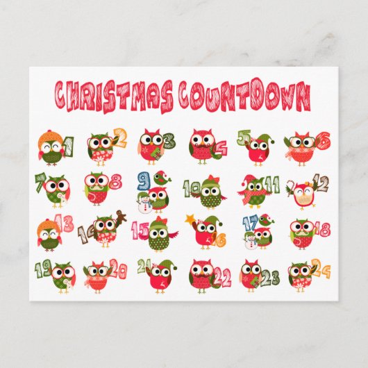 クリスマスフクロウの降臨カウントダウン シーズンポストカード (正面)