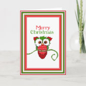 クリスマスフクロウの鳥グリーティングカード シーズンカード (正面)