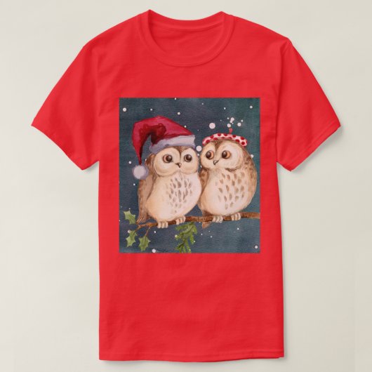 クリスマスフクロウはTシャツを巻く Tシャツ (デザイン正面)