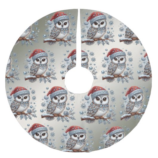 クリスマスフクロウツリースカート ブラッシュドポリエステルツリースカート (正面)