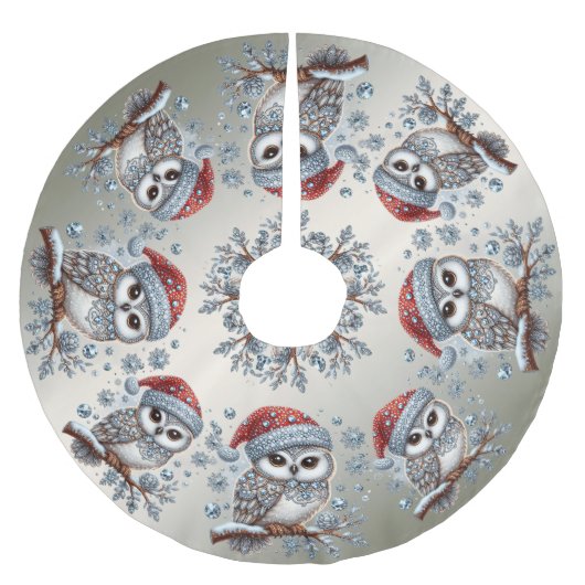 クリスマスフクロウツリースカート ブラッシュドポリエステルツリースカート (正面)