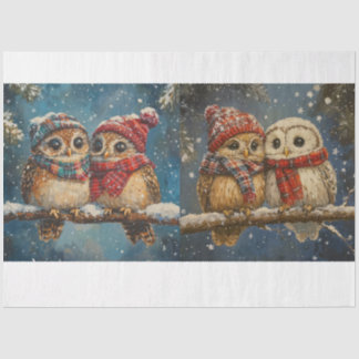 クリスマスフクロウティッシュペーパー 薄葉紙