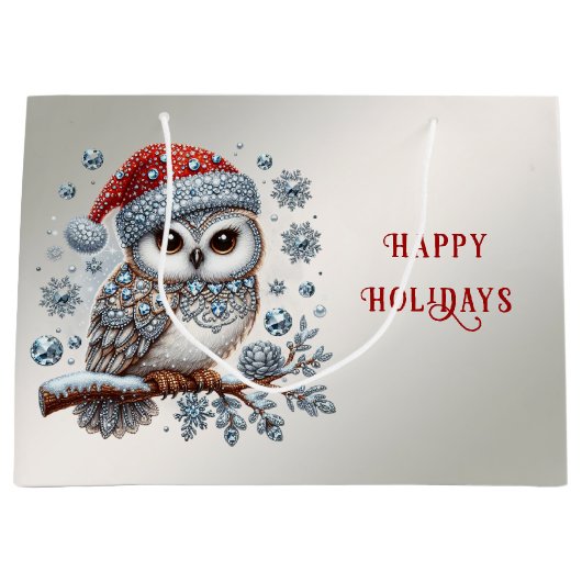 クリスマスフクロウホリデイ抱き枕 ラージペーパーバッグ (正面)